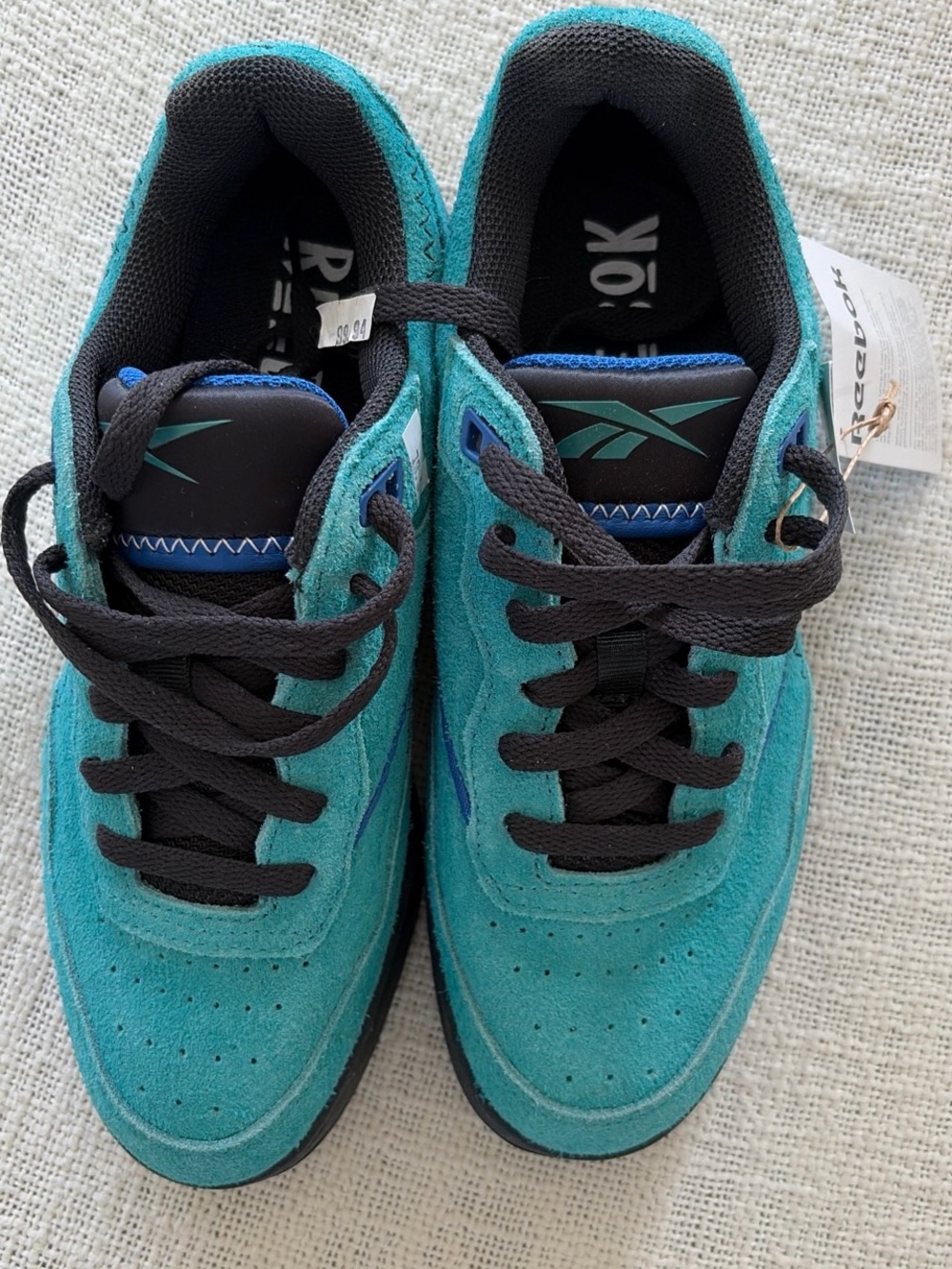 Reebok Teal Suede Sneakers with Black Laces